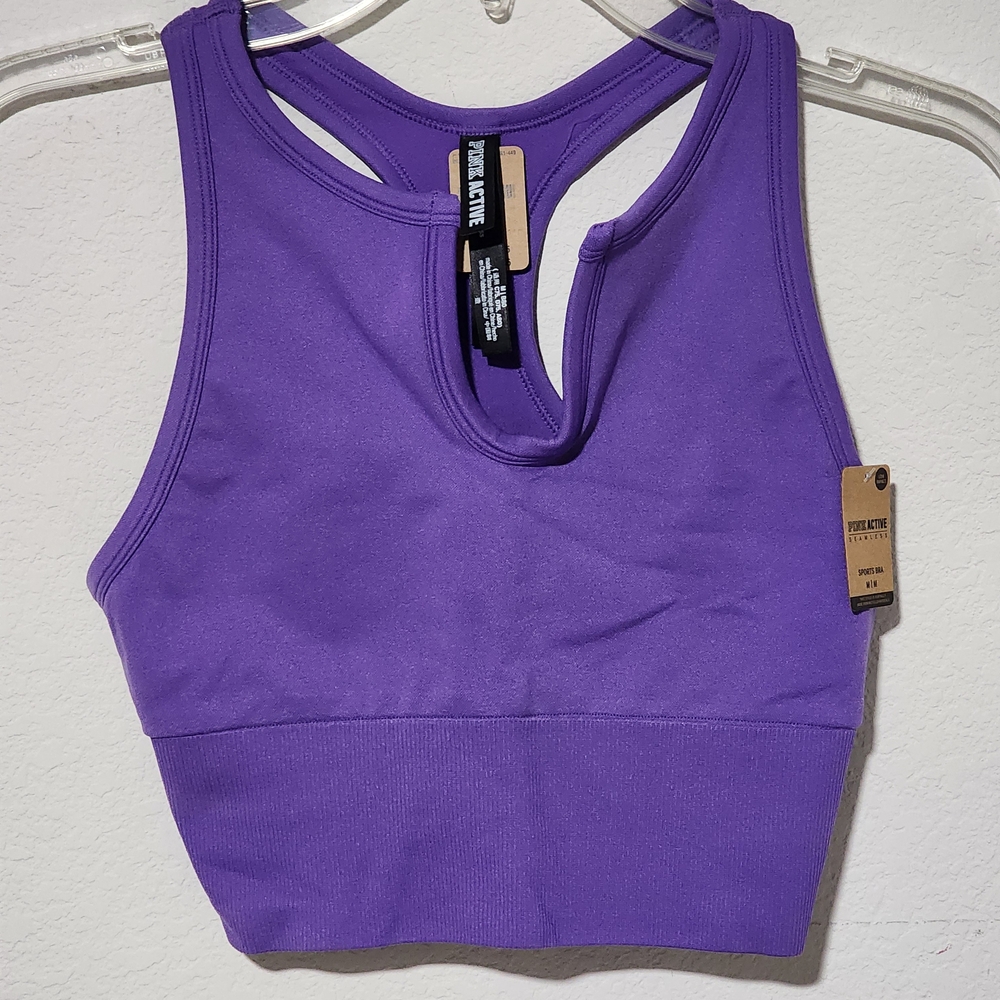 PINK Active Sleamless Comfort Low Impact Bold Purple Sports Bra Size Medium